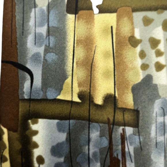 J Garcia Collection Fifty-Seven Necktie Brown Blue Watercolor Artistic Tie - Picture 8 of 9